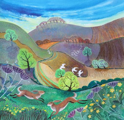 Downland Hares by Lisa Graa Jensen