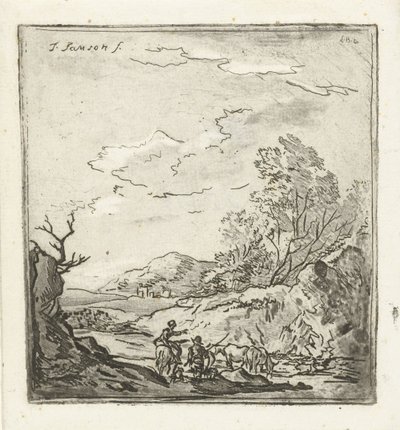 Landscape with Rider and Shepherd by Louis Bernard Coclers