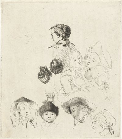 Study Sheet with Ten Heads by Louis Bernard Coclers