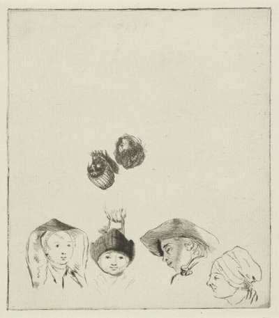 Study Sheet with Six Heads by Louis Bernard Coclers
