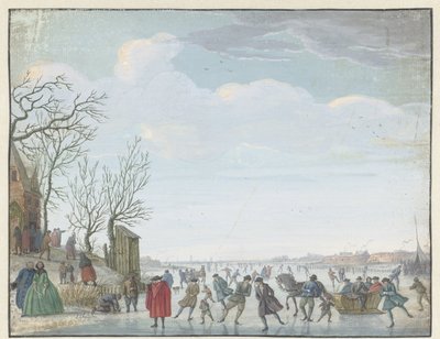 Winter Landscape with Ice Skating by Louis Chalon