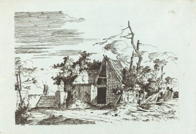 A Rustic Barn by Louis Gabriel Moreau the Elder