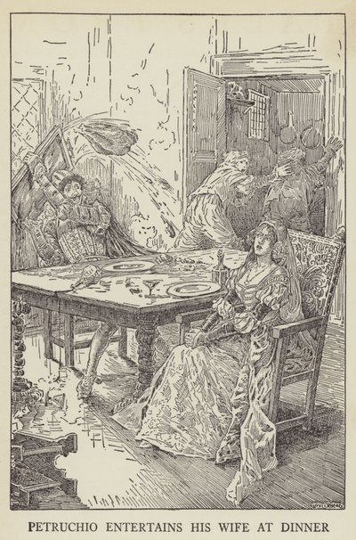 Petruchio entertains his wife at dinner by Louis John Rhead