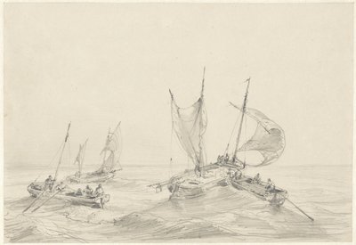 Sea with Fishing Boats by Louis Meijer