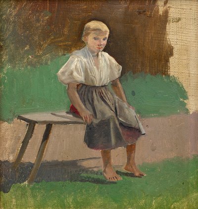 Study of a Seated Peasant Girl by Laszlo Mednyanszky