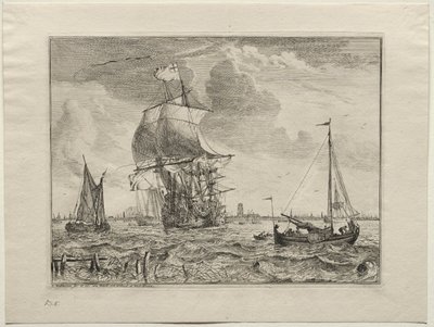 Marine Scene with Amsterdam in the Distance by Ludolf Backhuysen