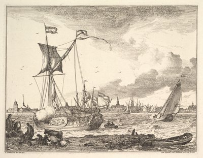 Harbor Scene by Ludolf Backhuysen I