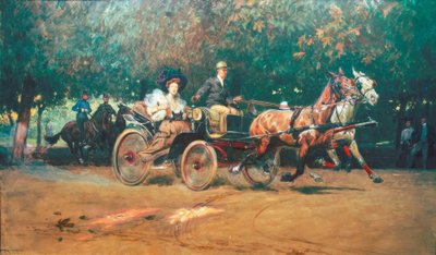Mrs. Sacher in a Two-Horse Carriage by Ludwig Koch