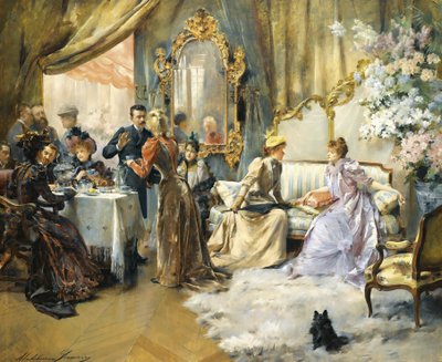 Le Gouter Au Salon Du Peintre by Madeleine Lemaire