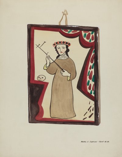 Retablo-Santa Rita, c. 1937 by Majel G. Claflin