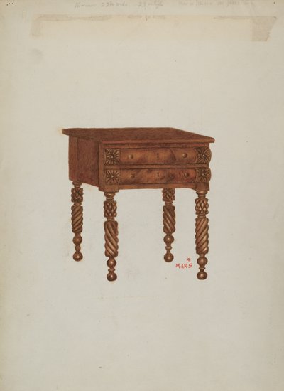 Mahogany Stand with Two Drawers by Margaret Stottlemeyer