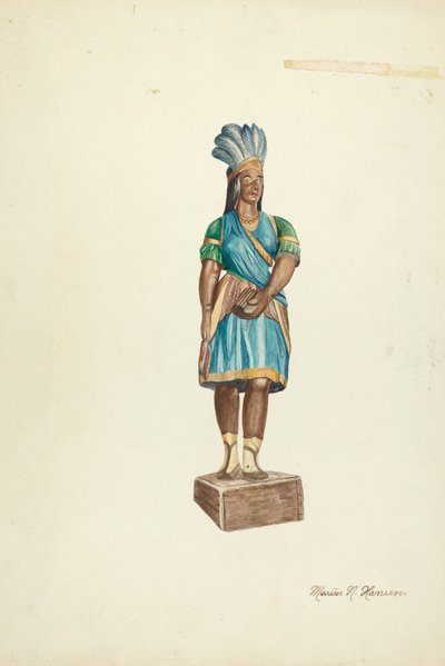 Wooden Indian Female by Marius Hansen