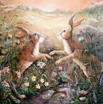 Hares at Dawn by Mary Smith