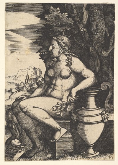 Seated Nude Next to a Vase by Master FG