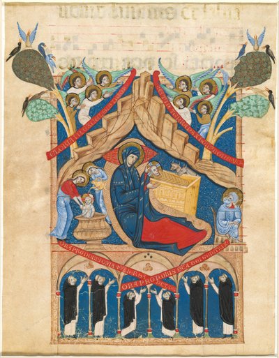 The Nativity with Six Dominican Monks by Master of Imola