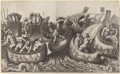 Naval Battle by Master of the Die after Giulio Romano