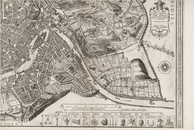 Map of Rome. Lower Right Part by Matthaus Greuter