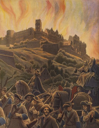 Burning of the Castle of Heidelberg by Maurice Leloir