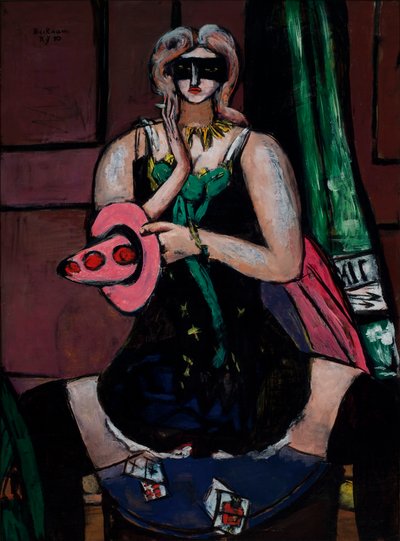Carnival Mask, Green, Violet, and Pink (Columbine) by Max Beckmann