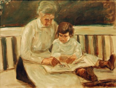 Granddaughter and Nanny on the Garden Bench by Max Liebermann
