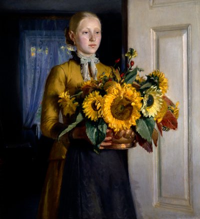 Girl with Sunflowers by Michael Peter Ancher