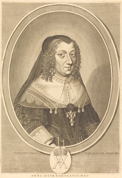 Anne of Austria by Michel Lasne after Jean Nocret