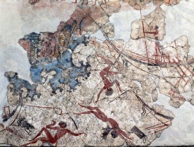 Minoan Wall Painting from Ancient Thera by Minoan