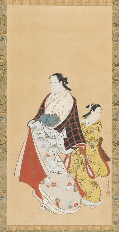 Yujo and her understudy kamuro by Miyagawa Chōshun