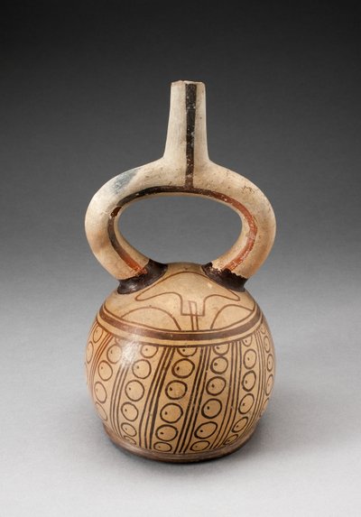 Stirrup Spout Vessel with Circular Motifs by Moche