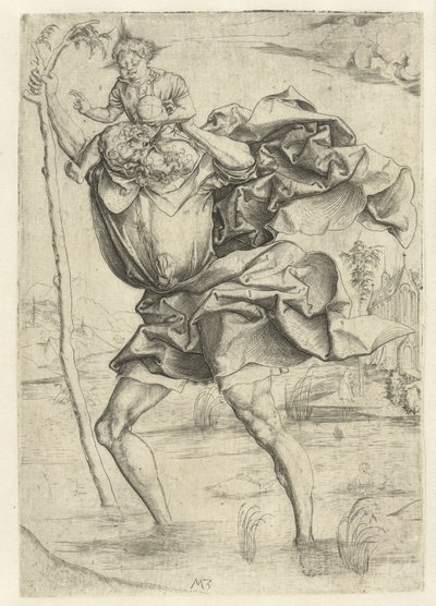 Saint Christopher Carrying the Christ Child by Monogrammist MZ