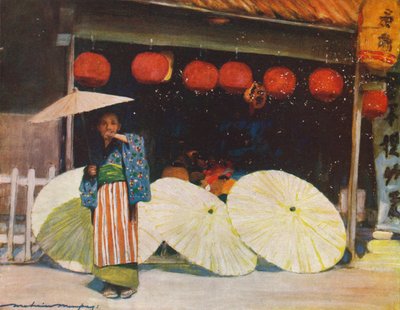 Umbrellas and Commerce by Mortimer L Menpes