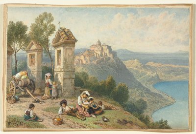 View of Castel Gandolfo by Myles Birket Foster