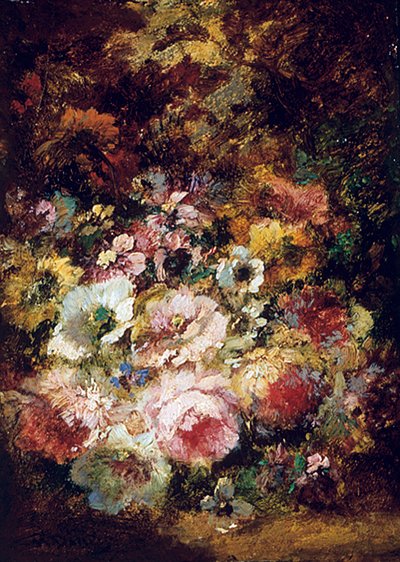 Flowers by Narcisse Virgile Diaz de la Peña