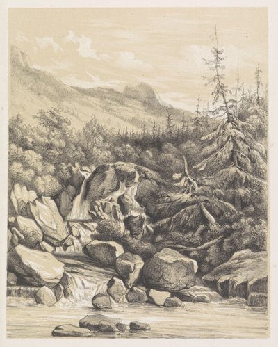 Mountain Landscape with Waterfall by Nicolaas Barnouw