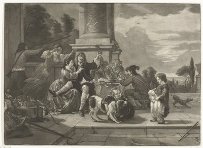 Merry Company on a Terrace by Nicolaas Verkolje