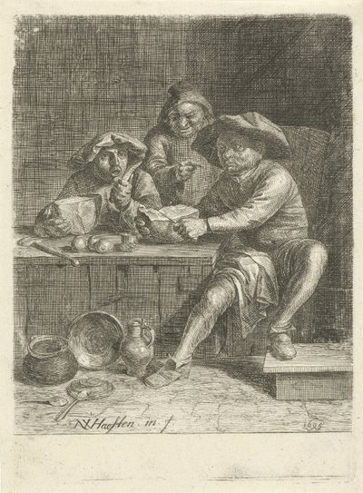 Peasants at a Table with Bread by Nicolaes van Haeften