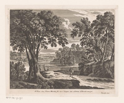 Landscape with River and Walkers by Nicolas Perelle