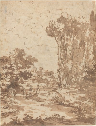 Figures Bathing in a Stream by Nicolas Poussin