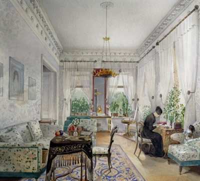 Interior of Lopuchin house by Nikolai Ivanovich Tichobrazov