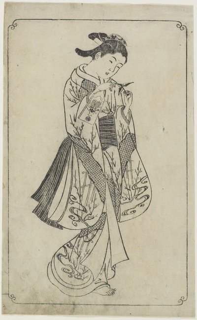 Courtesan Holding a Battledore by Nishikawa Sukenobu