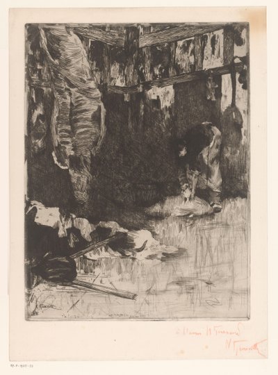 Interior of a Butcher Shop by Norbert Goeneutte