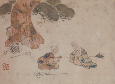 Old Man and Woman by Ogata Korin