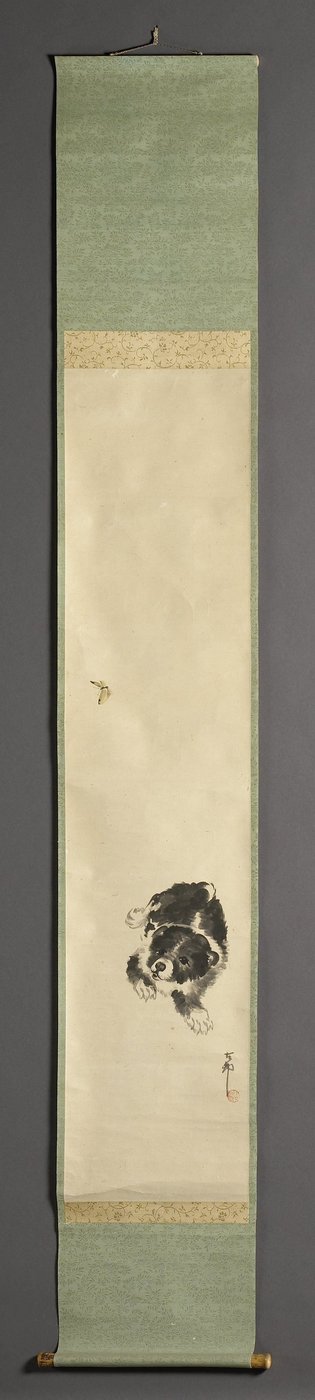 Dog with Butterfly by Ohara Koson
