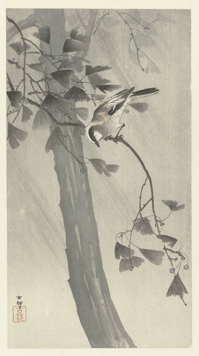 Long-tailed Tit in Storm by Ohara Koson