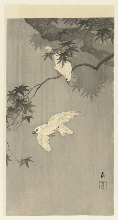 Birds in Rain by Ohara Koson