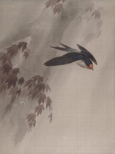 A Swallow in the Rain by Okada Baison