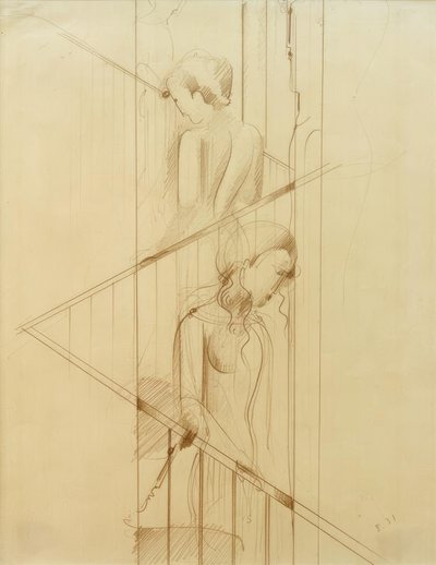 Staircase Scene by Oskar Schlemmer