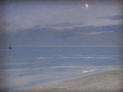 Skagen Beach in Moonlight by Peder Severin Krøyer