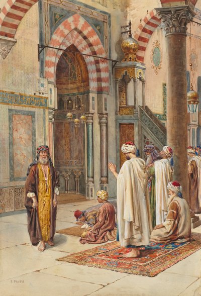 Moslems at Prayer, late 1800s-early 1900s by P. Pavesi