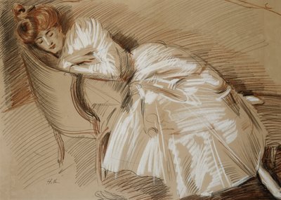 Madame Helleu Reclining on a Chaise-Longue by Paul Cesar Helleu